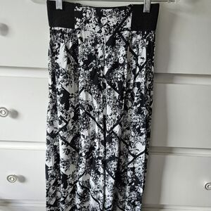 Black and white wide leg abstract pants